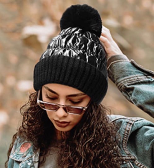 Image of POM POM BLUE BEANIE 