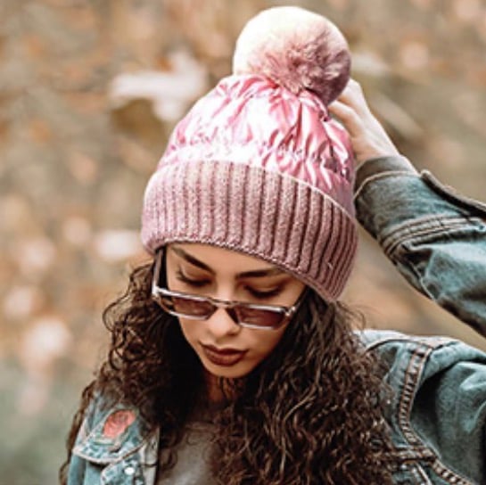 Image of POM POM BLUE BEANIE 