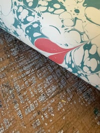 Image 4 of One-of-a-kind hand marbled paper  - 'Ebru Red Hearts'