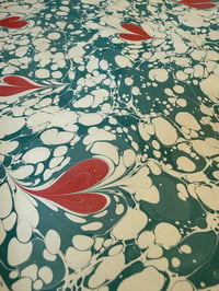 Image 5 of One-of-a-kind hand marbled paper  - 'Ebru Red Hearts'