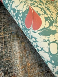 Image 6 of One-of-a-kind hand marbled paper  - 'Ebru Red Hearts'