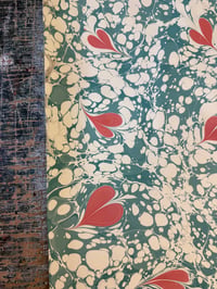 Image 3 of One-of-a-kind hand marbled paper  - 'Ebru Red Hearts'