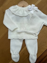 Cream frill knitted 3 pc set