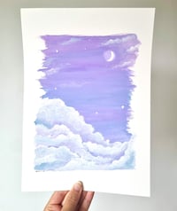 Original A4 painting - Floating in the Clouds