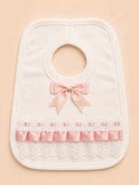 Pink ribbon bow bib