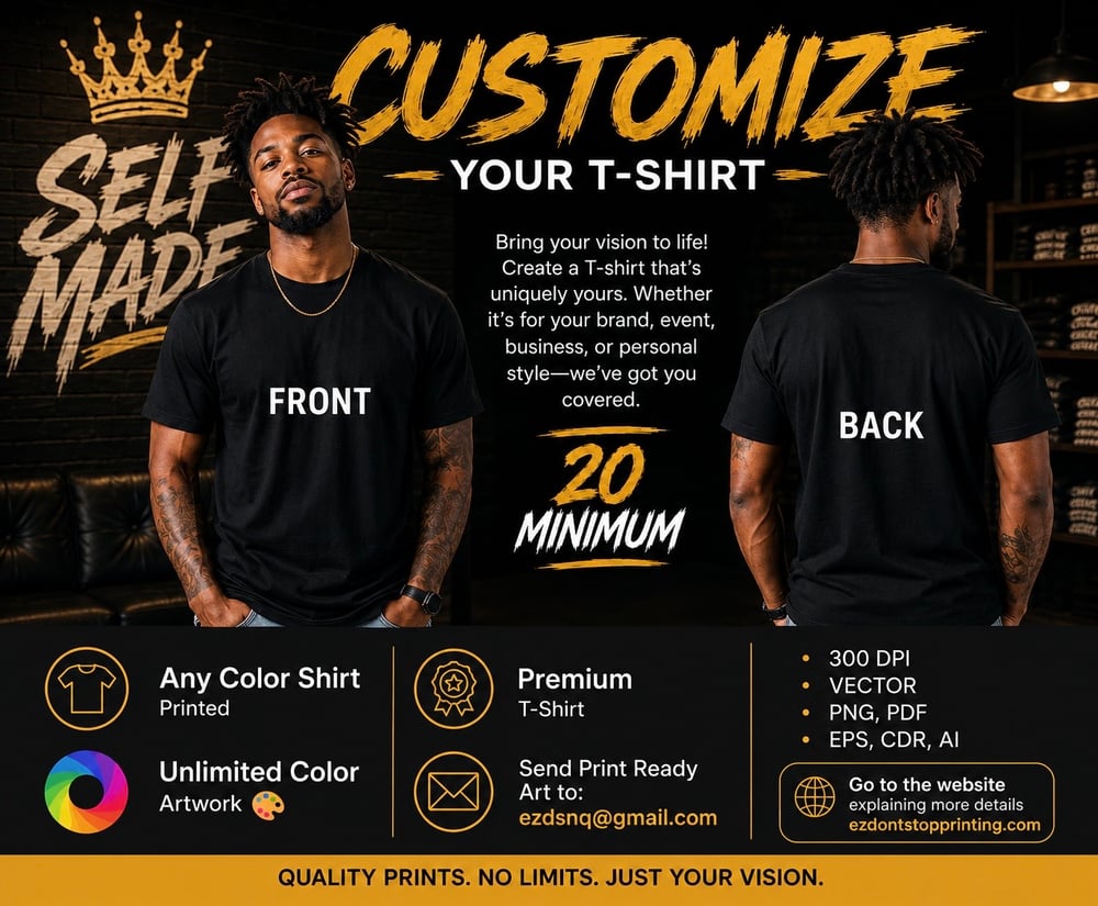 Image of Customize your t-shirt (20 minimum)