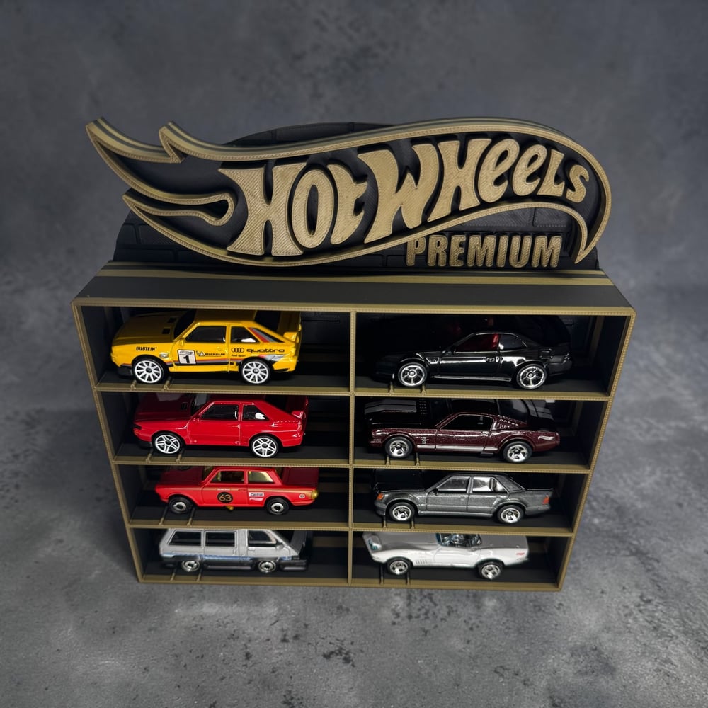 Image of Diecast Display Shelf for 8 Cars Storage Organizer Hot Wheels Premium Themed 
