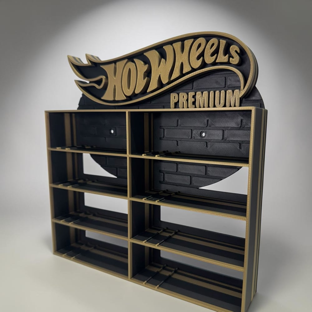 Image of Diecast Display Shelf for 8 Cars Storage Organizer Hot Wheels Premium Themed 