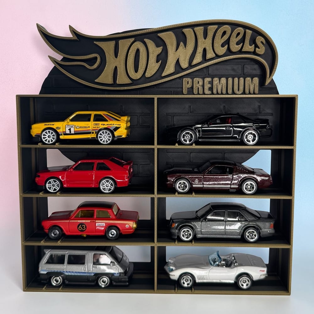 Image of Diecast Display Shelf for 8 Cars Storage Organizer Hot Wheels Premium Themed 