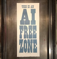 AI Free Zone Wood Type poster