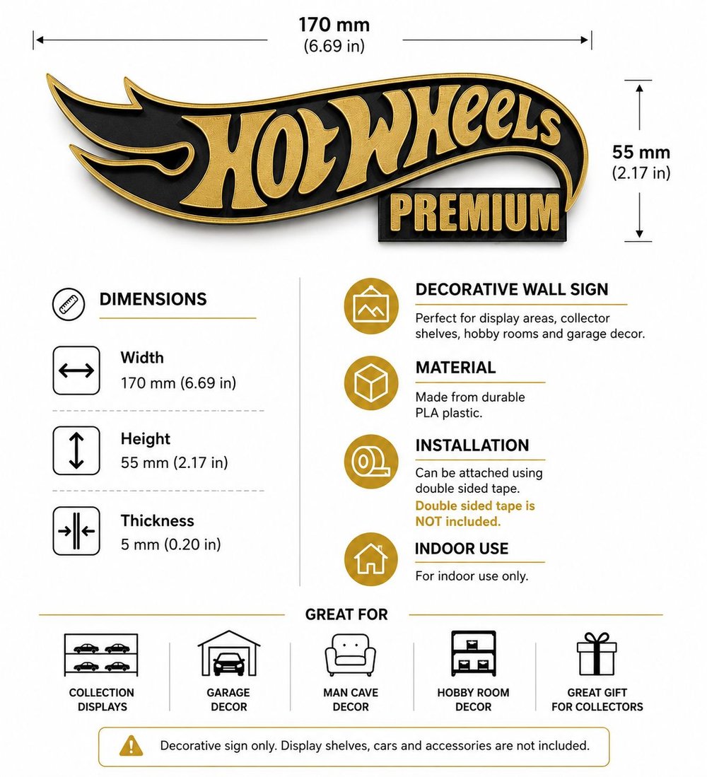 Image of Wall Decor Sign for Hot Wheels Premium Collectors Display Garage Shelf