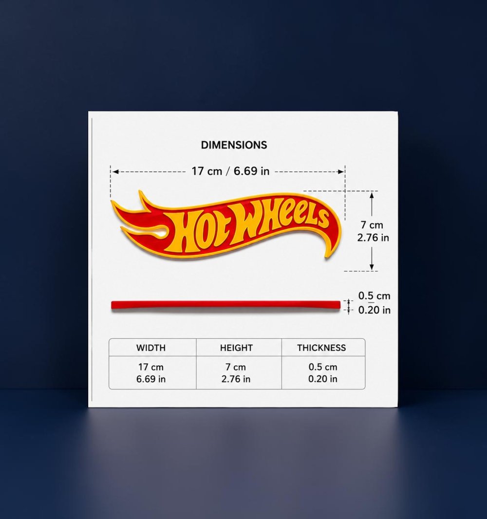 Image of Wall Decor Sign for Hot Wheels Collectors Garage Shelf Red Yellow