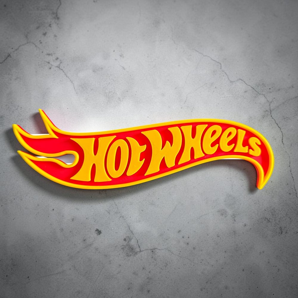Image of Wall Decor Sign for Hot Wheels Collectors Garage Shelf Red Yellow