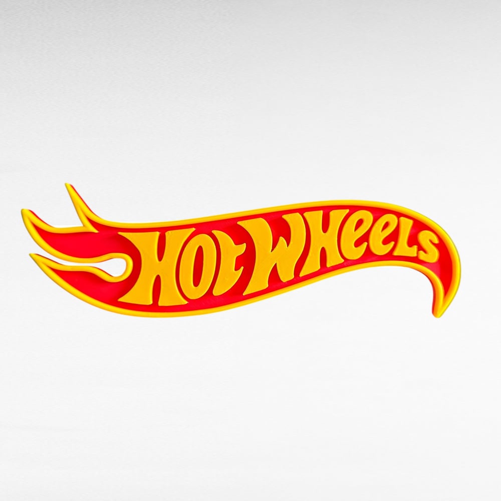 Image of Wall Decor Sign for Hot Wheels Collectors Garage Shelf Red Yellow