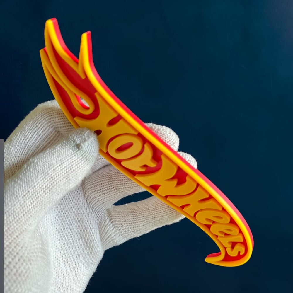 Image of Wall Decor Sign for Hot Wheels Collectors Garage Shelf Red Yellow