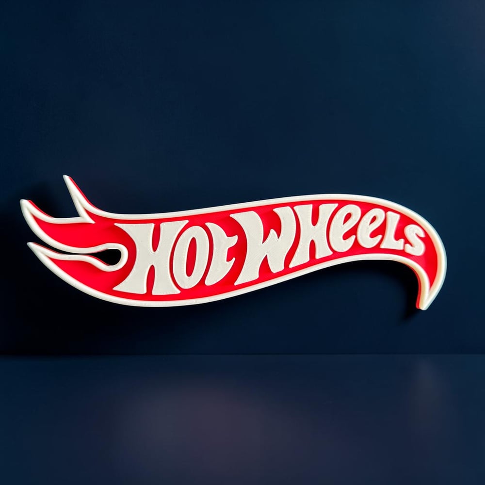 Image of Wall Decor Sign for Hot Wheels Collectors Garage Display Shelf Red White