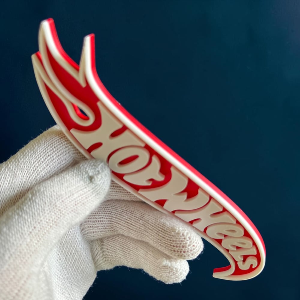 Image of Wall Decor Sign for Hot Wheels Collectors Garage Display Shelf Red White