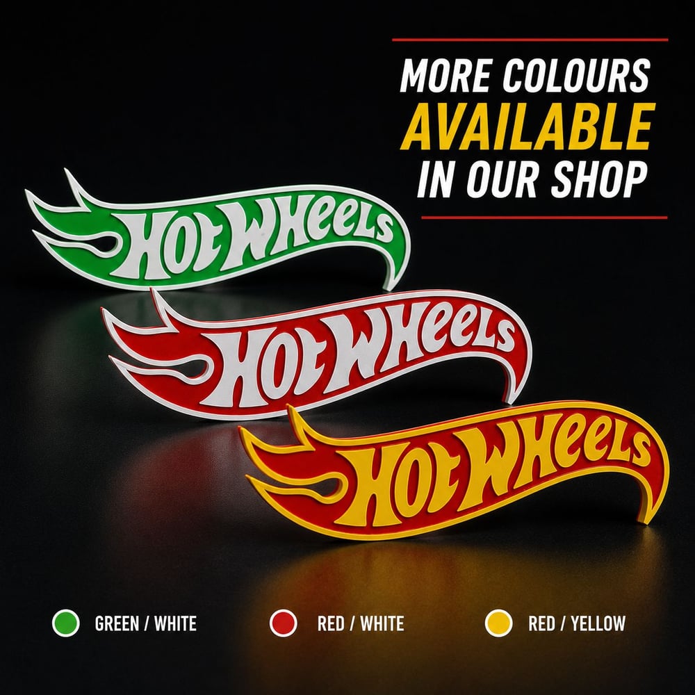 Image of Wall Decor Sign for Hot Wheels Collectors Garage Display Shelf Red White