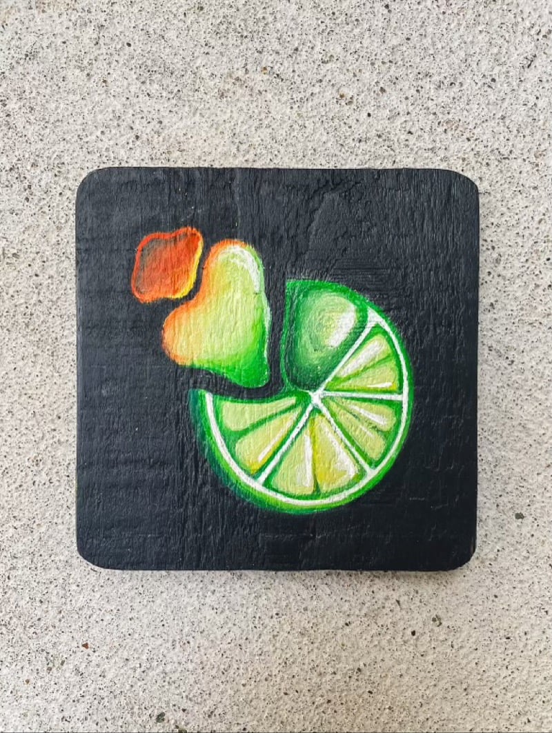 Image of Hand painted “Fruit Goop” tray and coaster set 