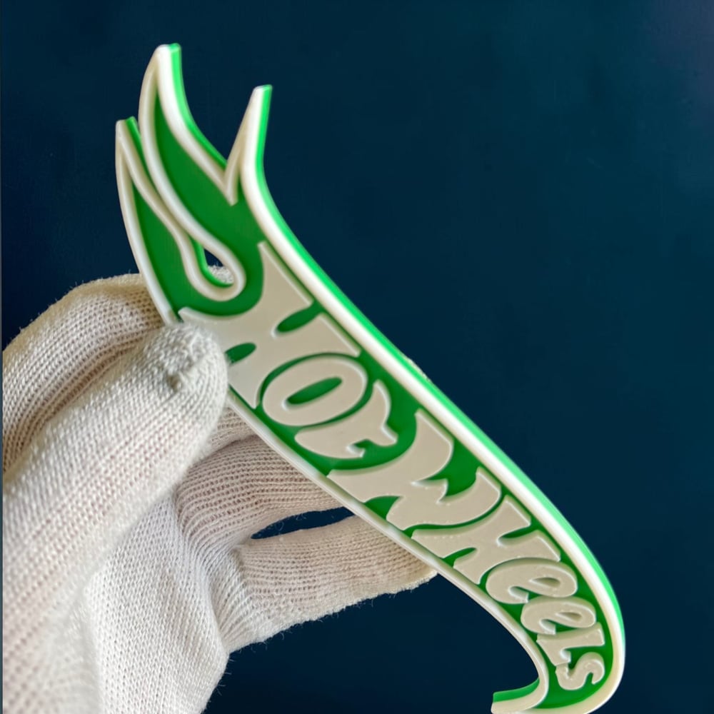 Image of Wall Decor Sign for Hot Wheels Collectors Display Garage Shelf Green White