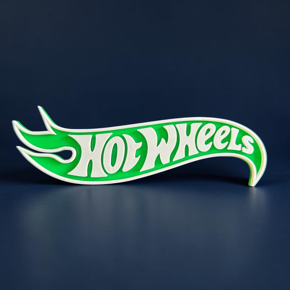 Image of Wall Decor Sign for Hot Wheels Collectors Display Garage Shelf Green White