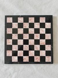 Image 4 of Vintage Pink & Black Stone Chessboard