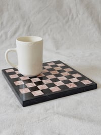 Image 5 of Vintage Pink & Black Stone Chessboard