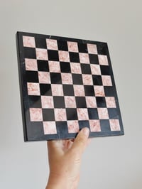 Image 6 of Vintage Pink & Black Stone Chessboard