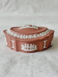 Image 1 of Wedgwood “Playing Cupids” Jasperware Oval Box