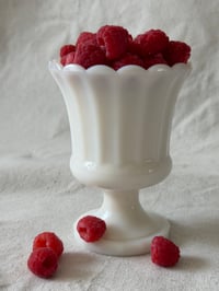 Image 3 of Vintage Mid-Century Milk Glass Pedestal Compote