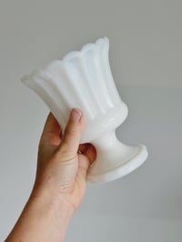 Image 1 of Vintage Mid-Century Milk Glass Pedestal Compote