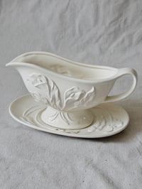 Image 1 of Vintage Japanese Calla Lily Gravy Boat & Underplate