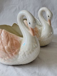 Image 1 of Vintage Iridescent Swan Planters
