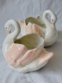 Image 8 of Vintage Iridescent Swan Planters