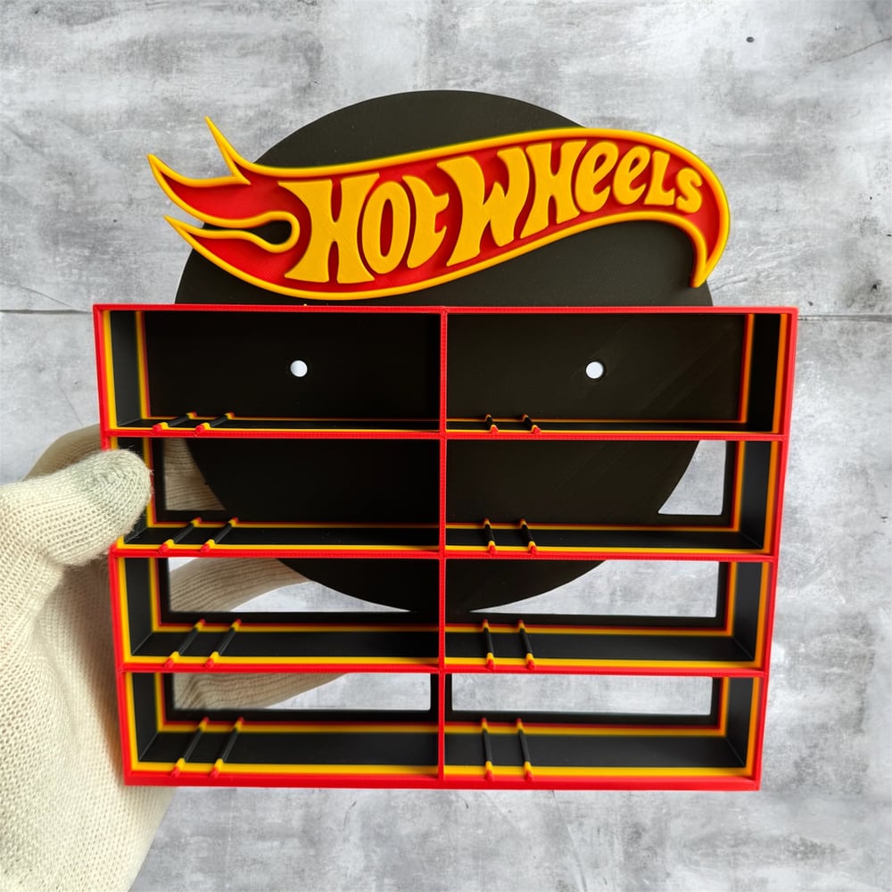 Image of Display Shelf for 8 Diecast Cars Storage Organizer Hot Wheels Themed