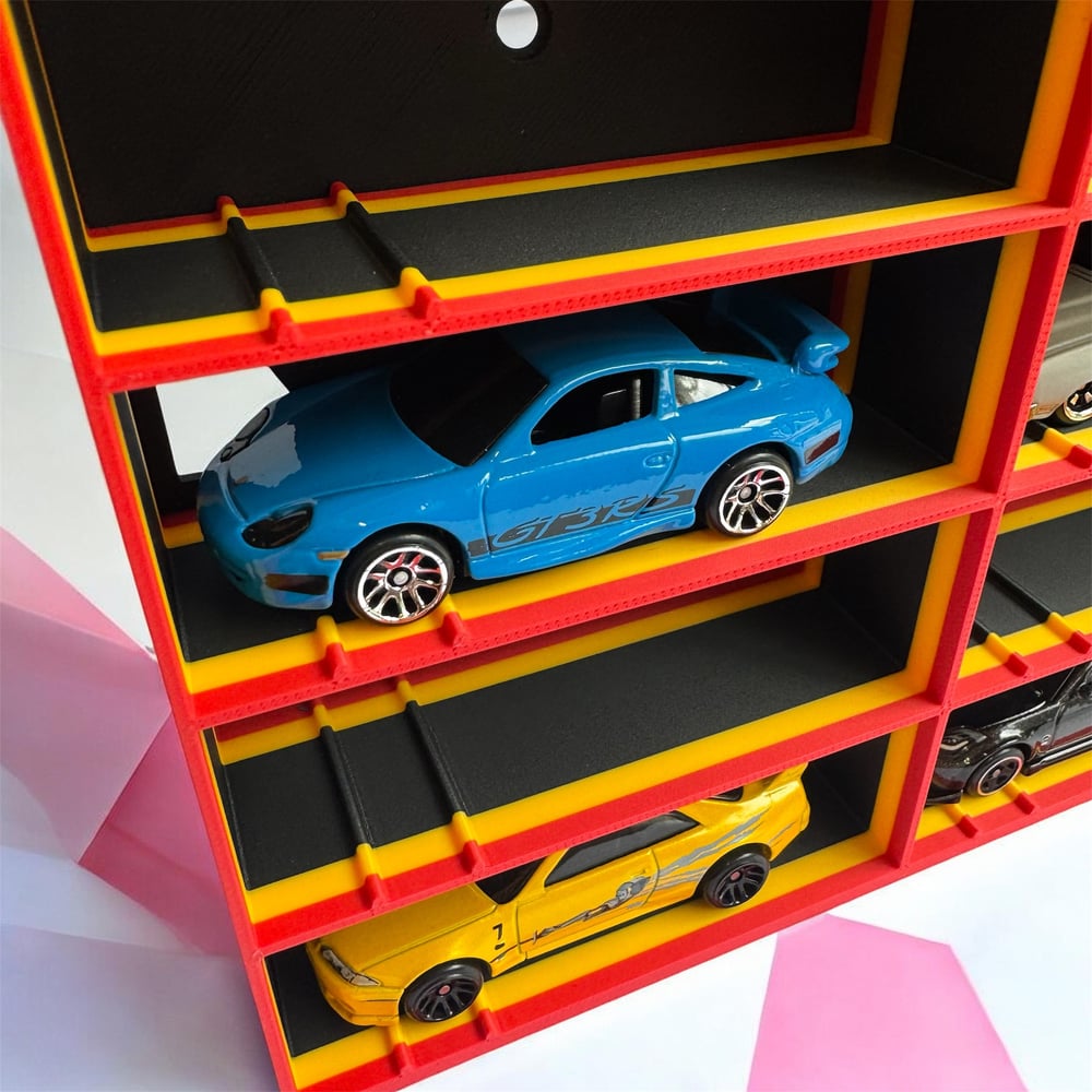 Image of Display Shelf for 8 Diecast Cars Storage Organizer Hot Wheels Themed
