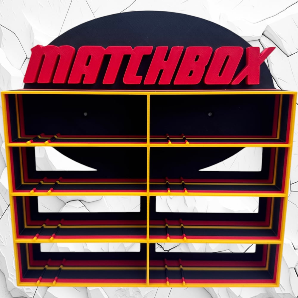 Image of Diecast Cars Display Shelf 8 Slots Storage Holder Matchbox Themed Wall Mounted