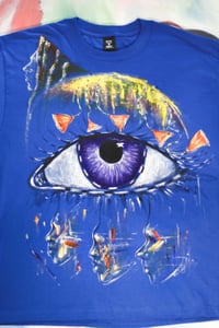 Image 1 of SURREAL STORM Hand Painted T-Shirt, Custom Fabric Paint Wearable Art, Made to Order