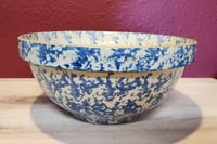 Image 1 of Robinson Ransbottom blue spongeware mixing bowl