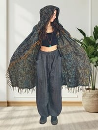 Image 10 of Fringe Hooded Festival Paisley Wizard Cloak - Blue