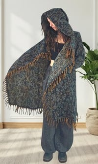 Image 11 of Fringe Hooded Festival Paisley Wizard Cloak - Blue