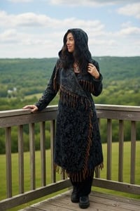 Image 12 of Fringe Hooded Festival Paisley Wizard Cloak - Blue