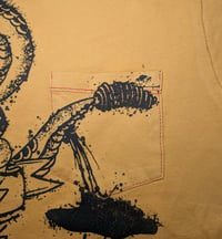 Image 2 of Splatter Snake Yellow Pocket Tee w/ Red  Stitching
