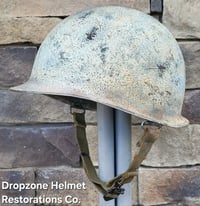 Image 3 of WWII M-1 Helmet. Snow Camo, Battle of the Bulge. 