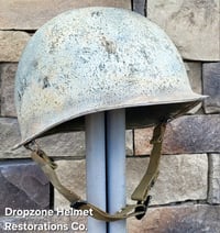 Image 1 of WWII M-1 Helmet. Snow Camo, Battle of the Bulge. 