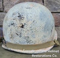 Image 8 of WWII M-1 Helmet. Snow Camo, Battle of the Bulge. 