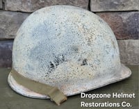 Image 2 of WWII M-1 Helmet. Snow Camo, Battle of the Bulge. 