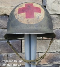 Image 5 of WWII M-1 Helmet. 101st Airborne 327th GIR Medic. 