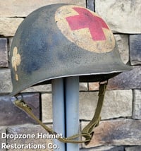 Image 3 of WWII M-1 Helmet. 101st Airborne 327th GIR Medic. 
