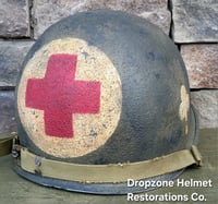 Image 10 of WWII M-1 Helmet. 101st Airborne 327th GIR Medic. 